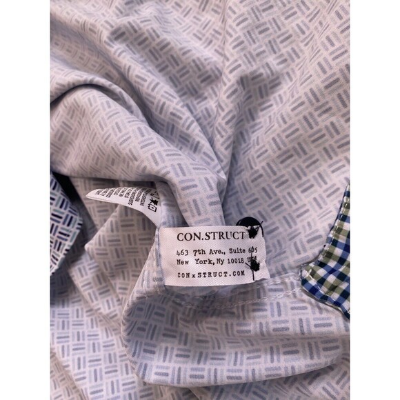 Con.Struct Long Sleeve Button Shirt Mens XXL Blue Plaid Slim Fit 4-Way Stretch - Picture 5 of 9